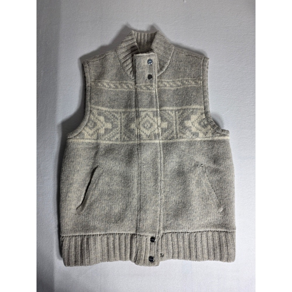 Lauren Ralph Lauren Women Knit Vest Metallic Silver Lining Gray Fair Isle L